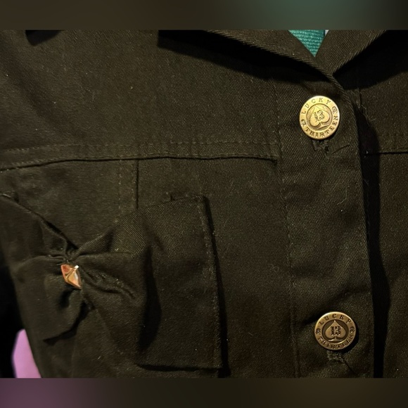 Lucky 13 bow studded zipper motorcycle rocker punk biker jacket 90s M - Picture 3 of 5